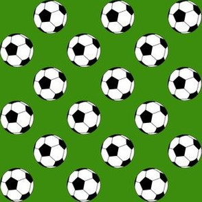 One Inch Black and White Soccer Balls on Apple Green