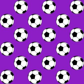 One Inch Black and White Soccer Balls on Purple