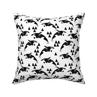 orca // orca whale whales cute ocean animals kids black and white print with triangles geo animal andrea lauren