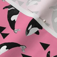 orca whale // pink whales ocean animal whales cute triangles girls sealife ocean animals cetacean pod of whales cute andrea lauren fabric