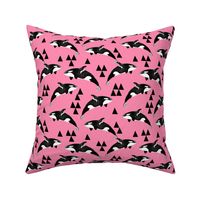 orca whale // pink whales ocean animal whales cute triangles girls sealife ocean animals cetacean pod of whales cute andrea lauren fabric