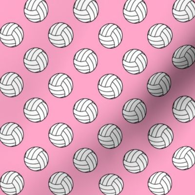 One Inch Black and White Sports Volleyball Balls on Carnation Pink