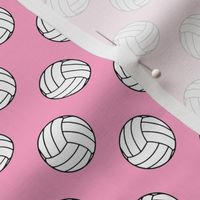 One Inch Black and White Sports Volleyball Balls on Carnation Pink