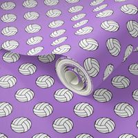 One Inch Black and White Sports Volleyball Balls on Lavender Purple