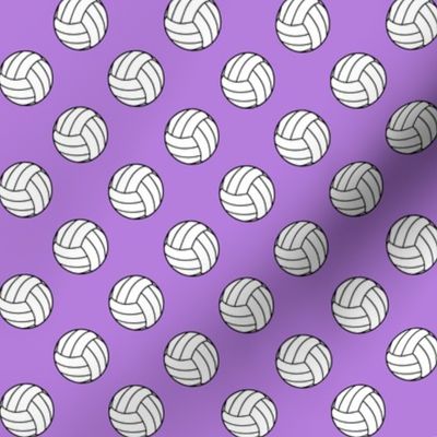 One Inch Black and White Sports Volleyball Balls on Lavender Purple
