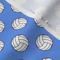 One Inch Black and White Sports Volleyball Balls on Cornflower Blue