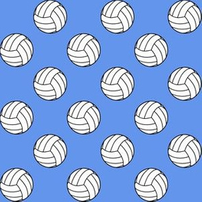 One Inch Black and White Sports Volleyball Balls on Cornflower Blue