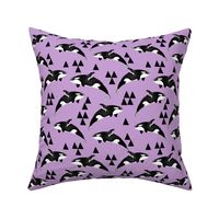 orca whale // pastel purple lilac lavender orcas triangles kids summer print