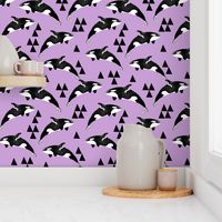 orca whale // pastel purple lilac lavender orcas triangles kids summer print