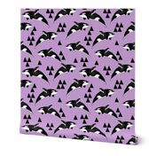 orca whale // pastel purple lilac lavender orcas triangles kids summer print