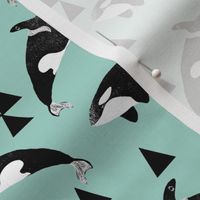 orca whale // orca whales mint green sweet ocean animals cetacean whale pod andrea lauren