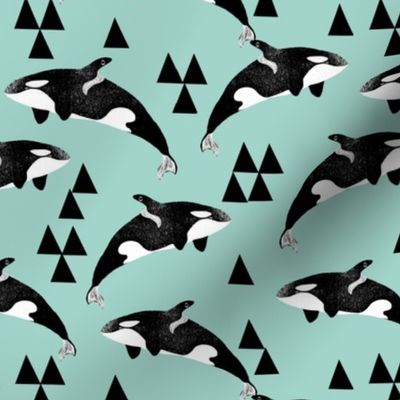 orca whale // orca whales mint green sweet ocean animals cetacean whale pod andrea lauren