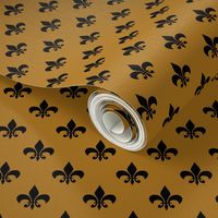 One Inch Black Fleur-de-lis on Matte Antique Gold