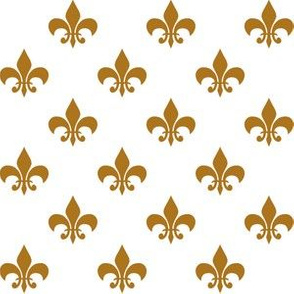 One Inch Matte Antique Gold Fleur-de-lis on White