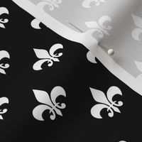 One Inch White Fleur-de-lis on Black