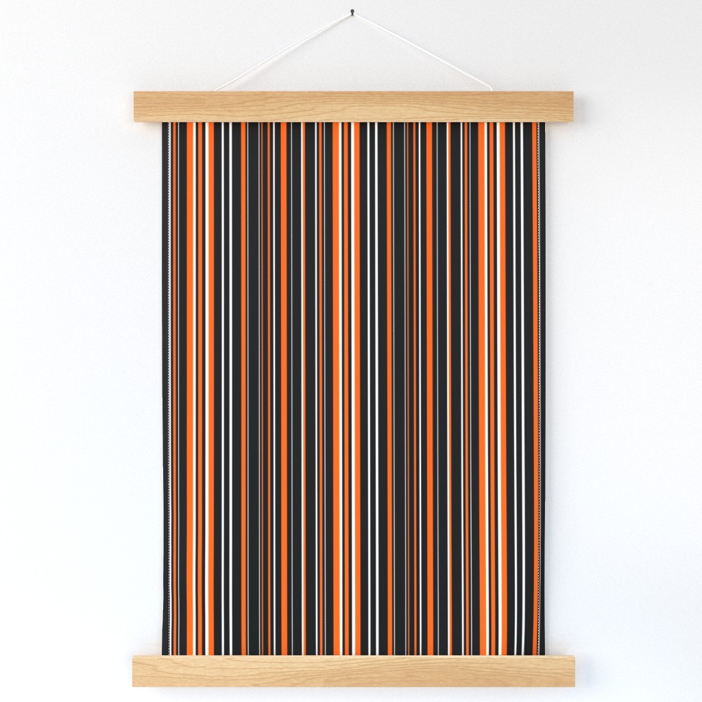 Black, Orange, and White Barcode Stripes