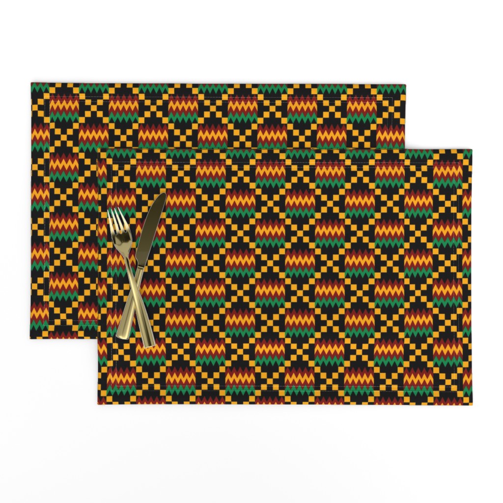 3 Inch Yellow, Green, Red, on Black, Kente Cloth