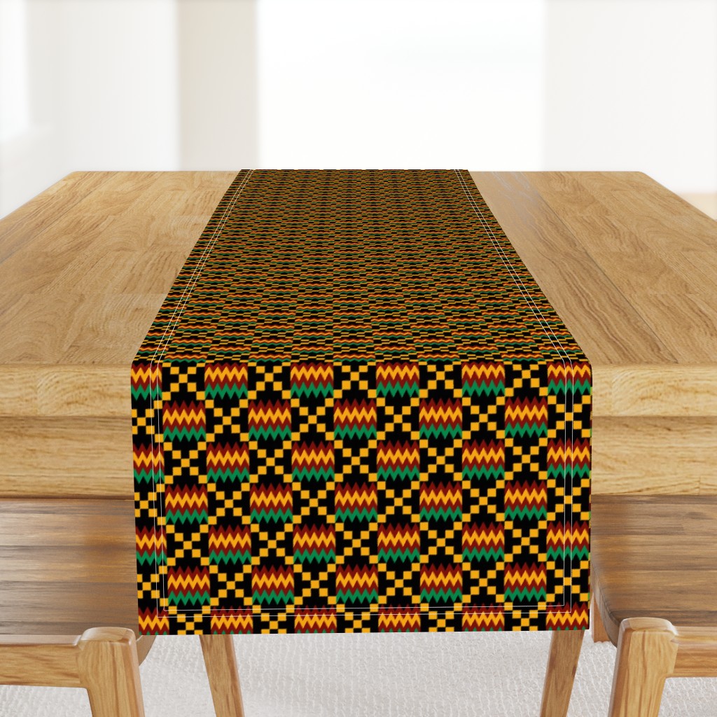 3 Inch Yellow, Green, Red, on Black, Kente Cloth