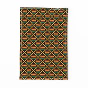 3 Inch Yellow, Green, Red, on Black, Kente Cloth