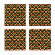 3 Inch Yellow, Green, Red, on Black, Kente Cloth