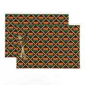 3 Inch Yellow, Green, Red, on Black, Kente Cloth