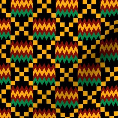 3 Inch Yellow, Green, Red, on Black, Kente Cloth