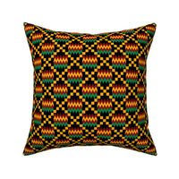 3 Inch Yellow, Green, Red, on Black, Kente Cloth