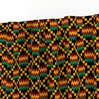 3 Inch Yellow, Green, Red, on Black, Kente Cloth