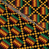 3 Inch Yellow, Green, Red, on Black, Kente Cloth