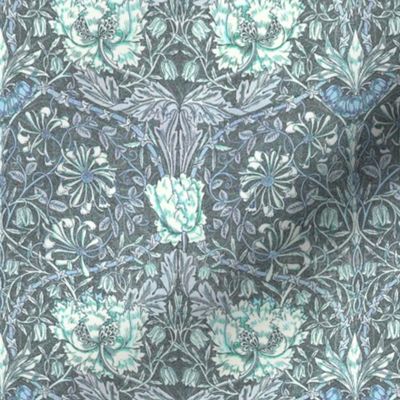 Morris style tulip aqua