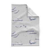 Whale Pod | Hand drawn sperm whales, sea life fabric in blue and gray, sea animals, whale print, ocean fabric.