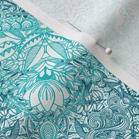 Super Detailed Diamond Doodle in Turquoise and Teal