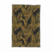 gold glitter palm leaves - black, small. silhuettes faux gold imitation tropical forest black background hot summer palm plant leaves shimmering metal effect texture fabric wallpaper giftwrap