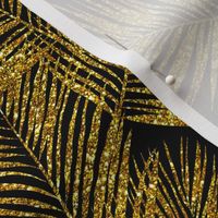 gold glitter palm leaves - black, small. silhuettes faux gold imitation tropical forest black background hot summer palm plant leaves shimmering metal effect texture fabric wallpaper giftwrap