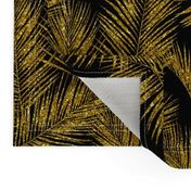 gold glitter palm leaves - black, small. silhuettes faux gold imitation tropical forest black background hot summer palm plant leaves shimmering metal effect texture fabric wallpaper giftwrap