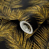 gold glitter palm leaves - black, small. silhuettes faux gold imitation tropical forest black background hot summer palm plant leaves shimmering metal effect texture fabric wallpaper giftwrap