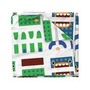 Mini Hungry Monster Toy Bags: Blue/Green Stars & Spots