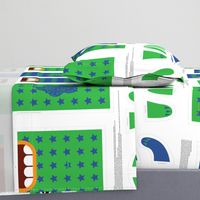 Mini Hungry Monster Toy Bags: Blue/Green Stars & Spots
