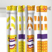 Mini Hungry Monster Toy Bags:  Orange/Yellow Stars & Spots