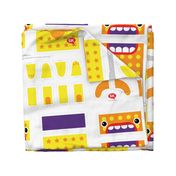 Mini Hungry Monster Toy Bags:  Orange/Yellow Stars & Spots
