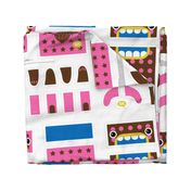Mini Hungry Monster Toy Bags: Pink/Brown Stars & Spots
