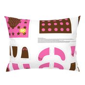 Mini Hungry Monster Toy Bags: Pink/Brown Stars & Spots