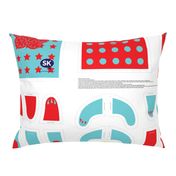 Mini Hungry Monster Toy Bags: Red/Turquoise Stars & Spots