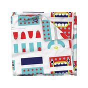 Mini Hungry Monster Toy Bags: Red/Turquoise Stars & Spots