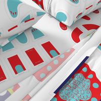 Mini Hungry Monster Toy Bags: Red/Turquoise Stars & Spots