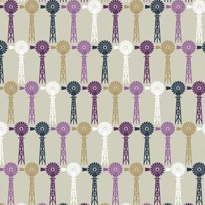 Autumn Plum Windmills - Beige