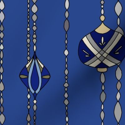Holiday Baubles - blue silver