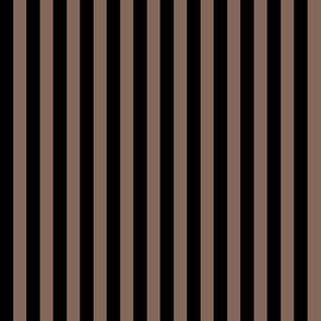 Quarter Inch Taupe Brown and Black Vertical Stripes