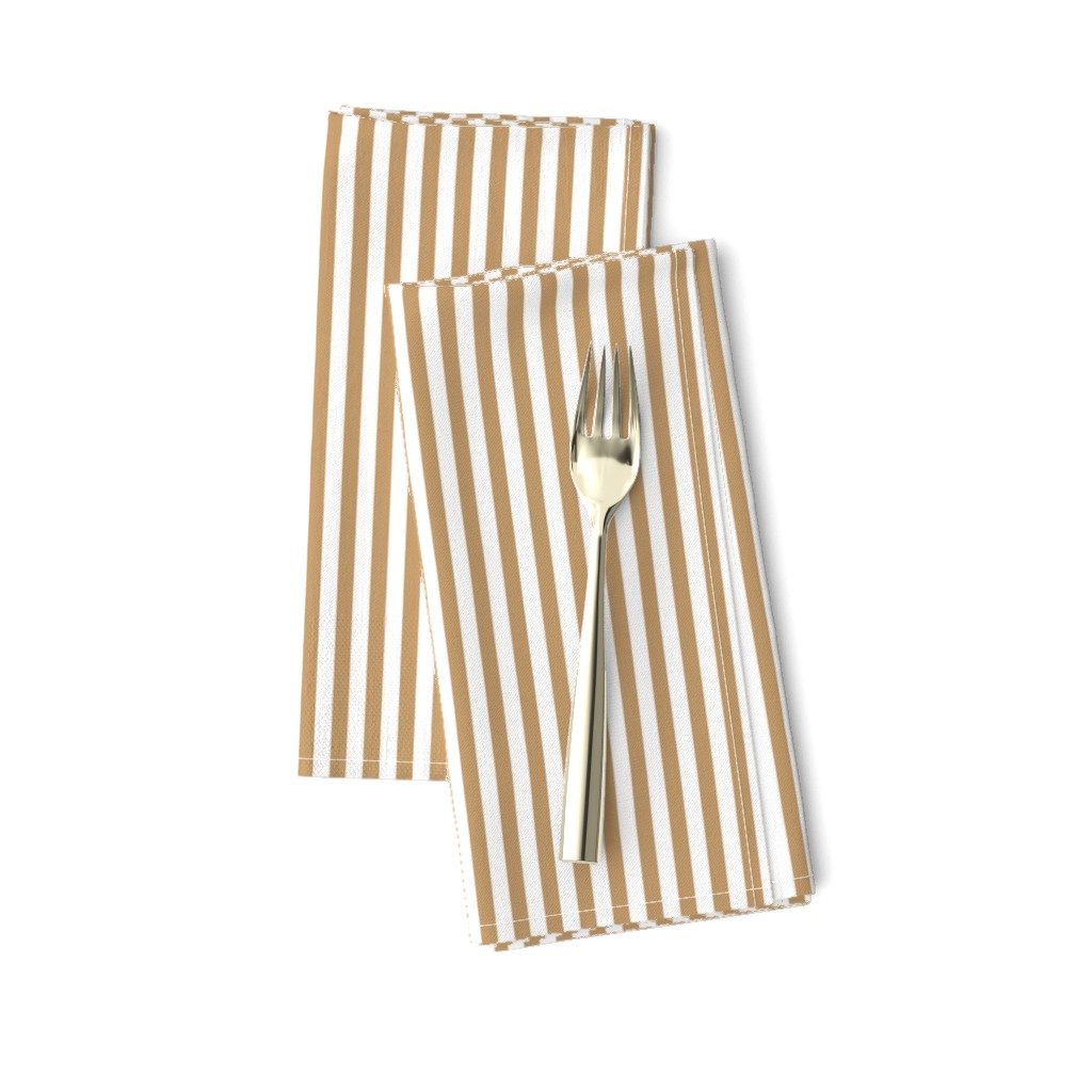 Quarter Inch Camel Brown and White Vertical Stripes