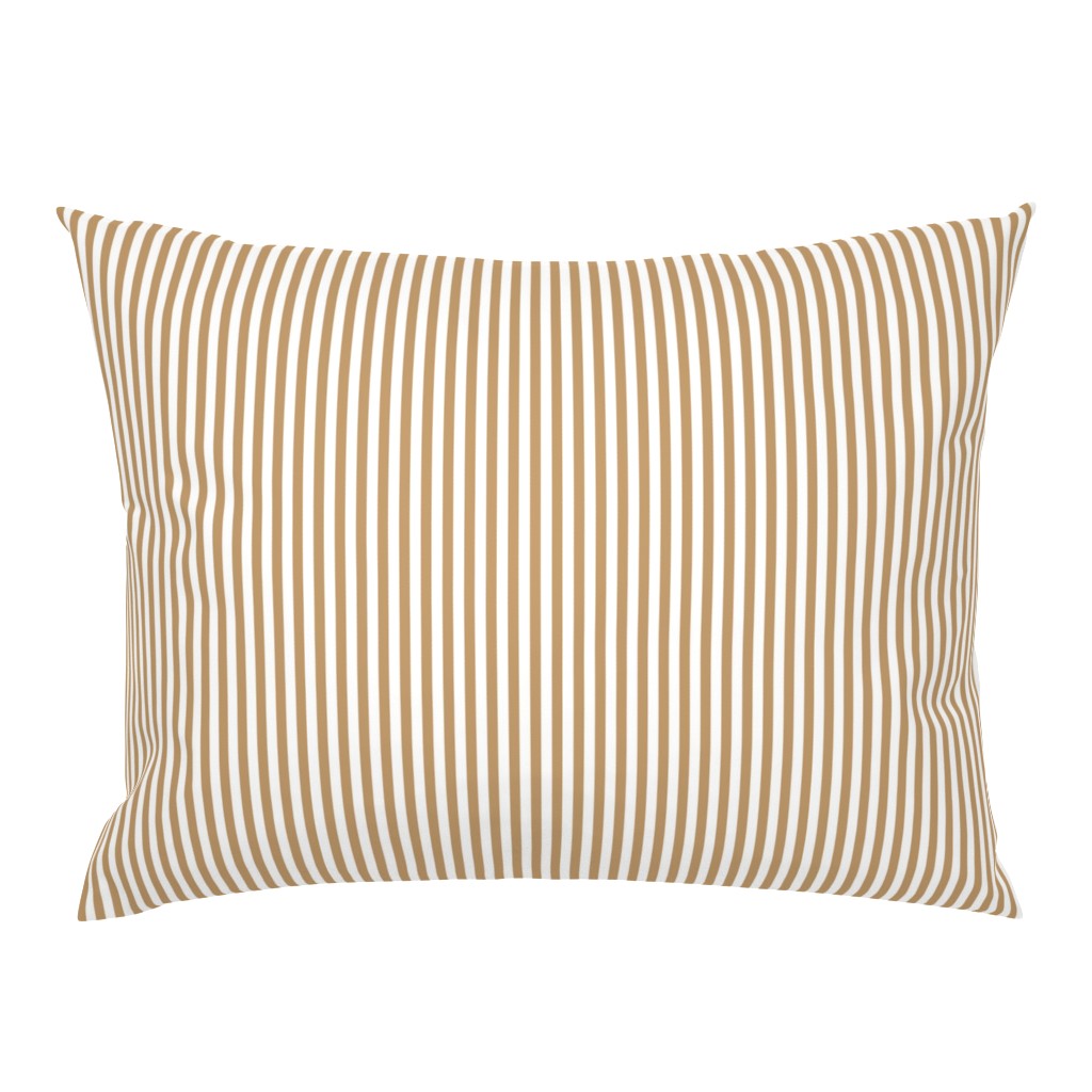 Quarter Inch Camel Brown and White Vertical Stripes